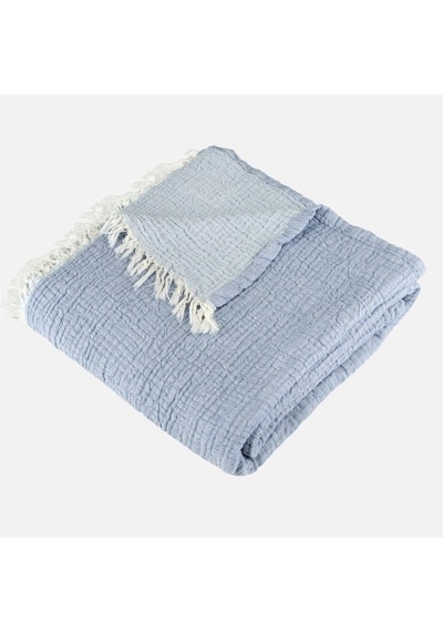 Gold Müslin Çok Amaçlı Koltuk Şal Örtü Throw (547851043)-Mavi-125X190
