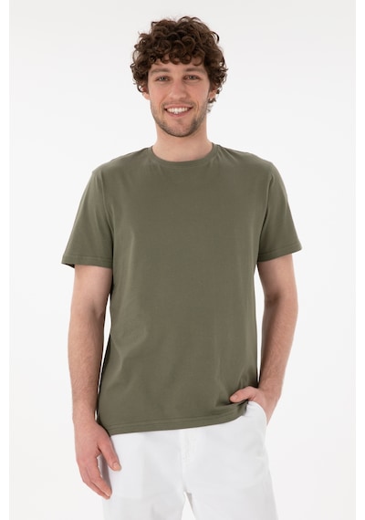 U.S. Polo Assn. Erkek Regular Fit Bisiklet Yaka Koyu Haki Basic Tişört 50305985-VR111