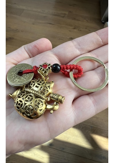 Feng Shui El Sallayan Bereket Ve Şans Kedisi Maneki Neko Anahtarlık Model 2