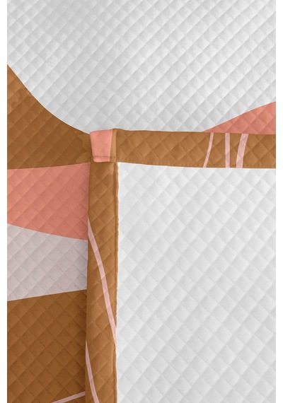 Geometrik Modern Hardal Genç Odası Tek Kişilik Pike Takımı-pudra Bej 160x220cm Kapitone Yatak Örtüsü Gizli Pencere Ufku