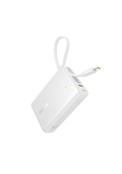 Baseus Picogo 10000mah 45w Dahili Kablolu Dijital Ekranlı Powerbank Beyaz