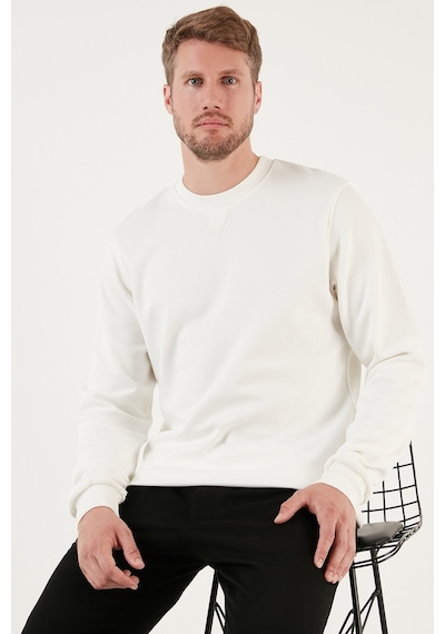 Buratti Pamuklu Relaxed Fit Bisiklet Yaka Erkek Sweat 5905453 Ekru