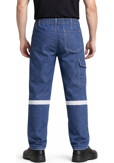 Yazlık Kot İş Pantolonu Reflektörlü, Çok Cepli, Dayanıklı Denim İş Kıyafeti Lacivert