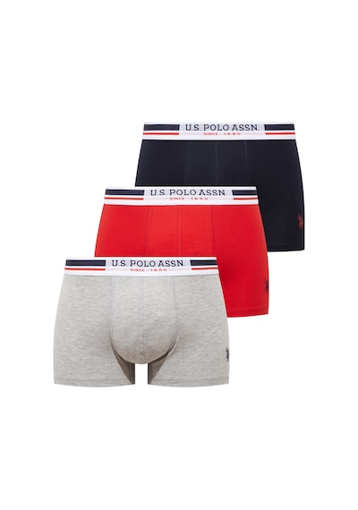 U.s. Polo Assn. 80651 200 Lacivert - Kırmızı - Gri Melanj 3 Lü Boxer Lacivert - Krmızı - Gri Melanj