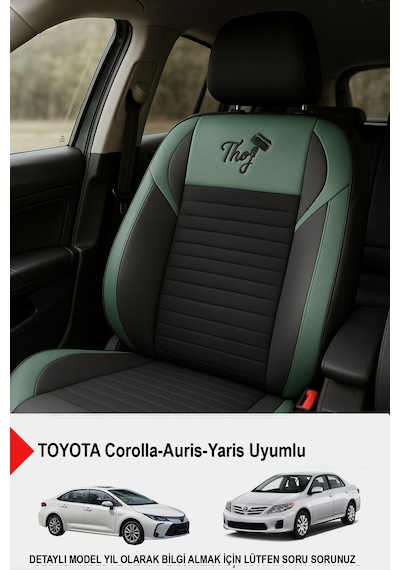 Thor Tay Tüyü Oto Koltuk Kılıfı Toyota Corollo-auris-yaris Uyumlu Yeşil
