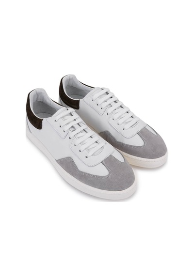 Tamer Tanca Erkek Hakiki Deri Beyaz/taş Süet Sneakers & Spor Ayakkabı 1111 10125 Erk Ayk Y25 Off Whıte/tas Suet Beyaz