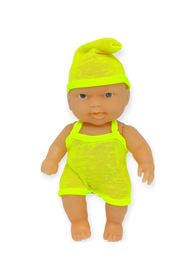 20 Cm Sevimli Et Bebek - Çıkarılabilir Neon Kıyafetli Gerçekçi Oyuncak Bebek - Sarı Lisinya