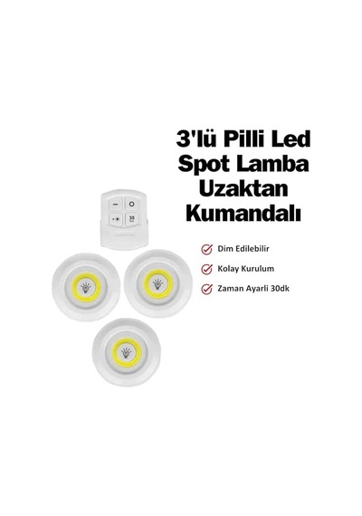 ' Lü Led Lamba Uzaktan Kumandalı Spot Lamba Dolap Altı Lamba Kiler Aydınlatma Lambası Mutfak Lambası Kablosuz Led Çok Renkli