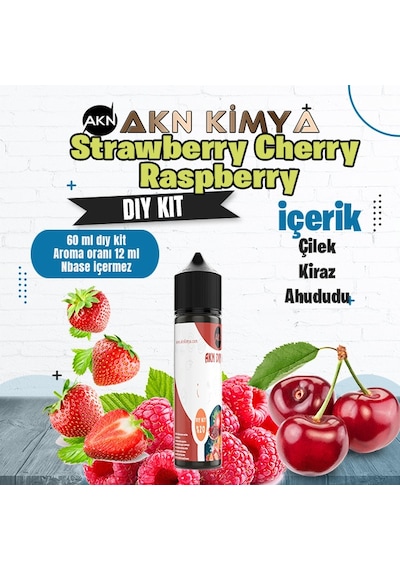 Strawberry Cherry Raspberry Dıy Kit Çilek Kiraz Ahududu Gıda Aroması %20 Oranda Aroma İçerir Hazır Değildir 60 Ml