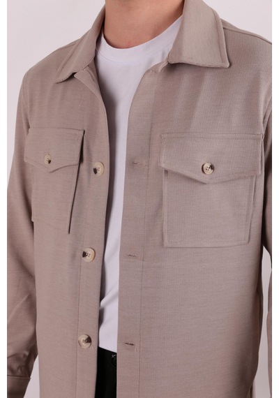 Twın Lıon Twin Lıon 1033 Slimfit Dış Gömlek Mont Bej