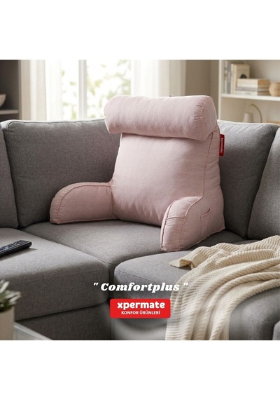 Xpermate TV Yastığı Kollu Okuma Yastığı Sırt Destek Yastığı Yatakta Oturma Kitap Okuma Yastığı Pembe