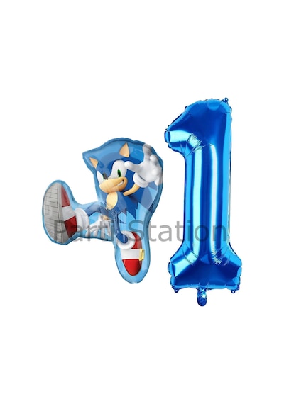 Tilki Sonic Ve Lacivert Rakam Balon 3 Yaş Balon Set Tilki Sonic Boom Konsept Doğum Günü Balon Set 1