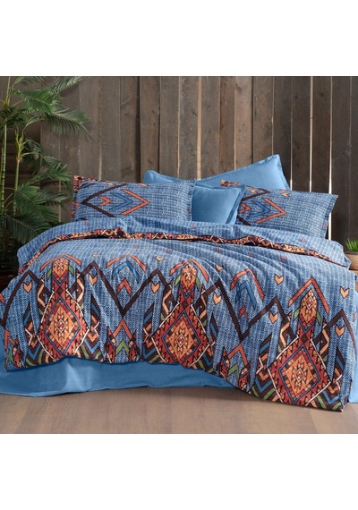 Yakut King Size Battal Boy %100 Pamuk Flanel Pazen Nevresim Takımı Mavi MAVI