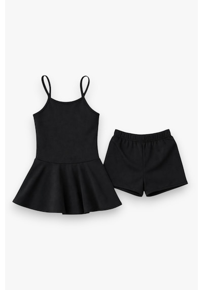 My Kids Wear Kız Çocuk Garson Mayo Elbiseli Şortlu 2 Li Takım 12416 Siyah