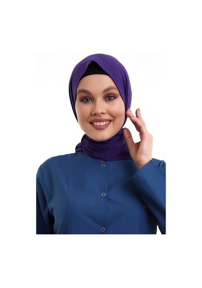 Tesettür Boyun Bağlamalı Bone - 128 Mor-5840 - 128 Mor