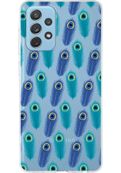 Samsung Galaxy A72 İle Uyumlu 1mm Slim Fit Nazar Boncuğu 4 Baskılı Şeffaf Kılıf Şeffaf