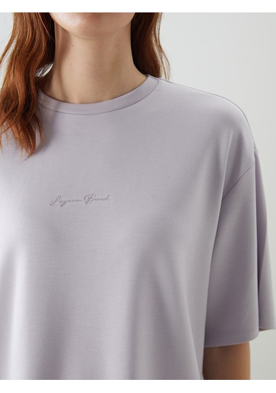 Lcw Vision Lila Oversize Soft Touch Kadın Tişört