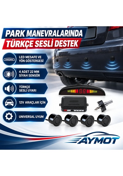 Forza Universal Türkçe Sesli Ve Led Ekranlı Siyah Park Sensörü 22 Mm