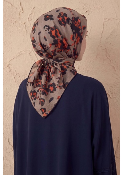 Silk Home Pamuk Karışımlı Eşarp Çiçekli Desen Mocha 90x90 Çok Renkli
