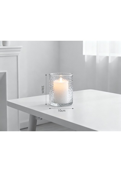 Paşacam Kristal Desenli Mini Vazo 10cm Genişlik X 10cm Uzunluk Mumluk Beyaz