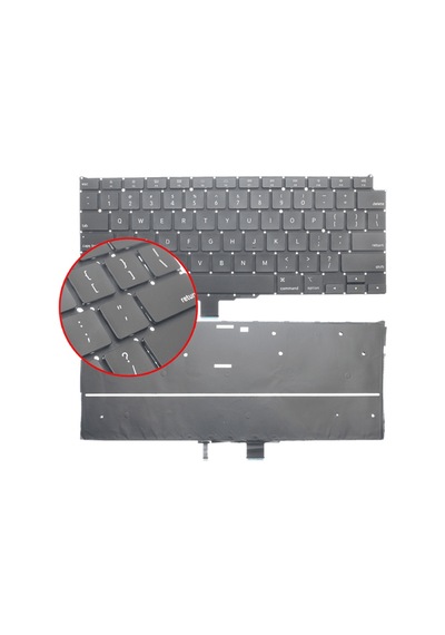Apple Uyumlu MacBook Air 13" A2179 MVH22LL/A* Klavye Işıklı (Siyah ING) (Pars Power) İngilizce - Küçük Enter 831456