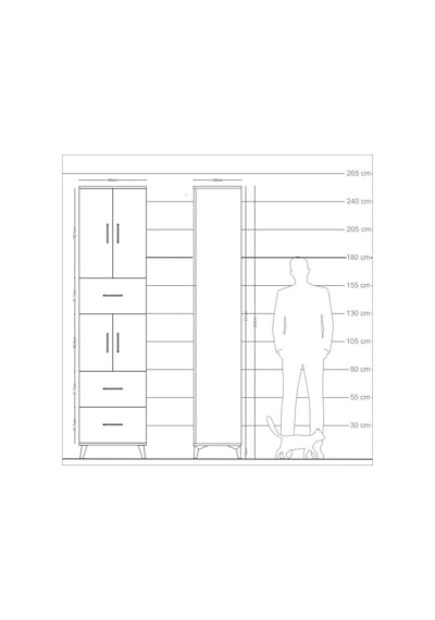 Arges Dolap 5 Raflı 3 Çekmeceli 4 Kapaklı 60x30x243 Çam-aytaşı Çam
