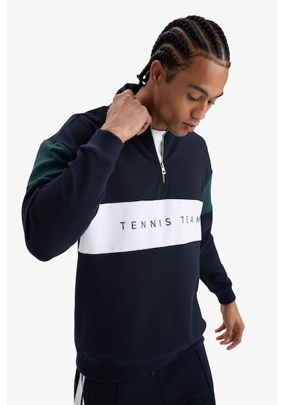 Defacto Defactofit Boxy Fit Dik Yaka Yarım Fermuarlı Sporcu Sweatshirt F0199ax25aunv253 Lacivert