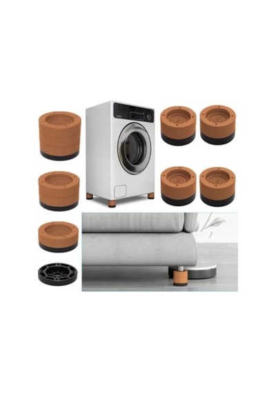 Titreşim Önleyici Kaydırmaz Ayak Seti - Çamaşır Makinesi İçin 4 Lü Set, Kahverengi 8,5 Cm