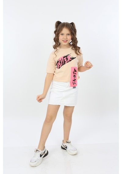 Toontoy Kids Toontoy Kız Çocuk Better Baskılı Tişört Bej