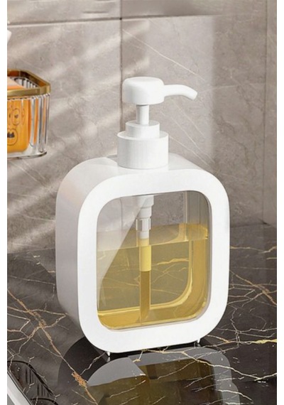 Buççin Online Mağaza 500 Ml Tezgah Üstü Banyo Dekoratif Sıvı Sabunluk Banyo Mutfak Deterjanlık Beyaz Plastik Beyaz Çok Renkli