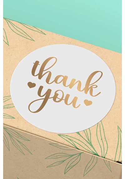 Thank You Altın Yaldızlı Sticker 3x3cm St2279 Çok Renkli