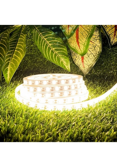 50 Watt Güneş Panelli Solar 10 Metre Hortum Şerit Led Günışığı Işık Rengi - 3200K