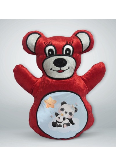 Bk Gift Sevimli Pandalar Tasarımlı Kırmızı Ayıcık Yastık-4