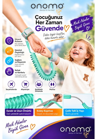 Life Yeşil Çocuk Bebek Kaybolma Önleyici Yürüyüş Emniyet Kemeri
