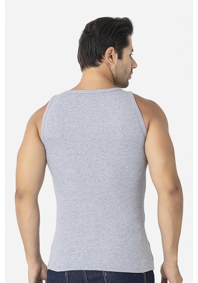 Arma Yıldız Erkek Gri Fitilli Atlet Pamuklu Likralı Kaşkorse Halter Yaka Slim Fit Atlet Gri