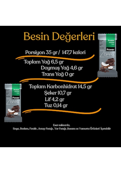 Zbarz Hindistan Cevizli Kakaolu Protein Bar Protein Coconut & Cacao 12 x 35 G