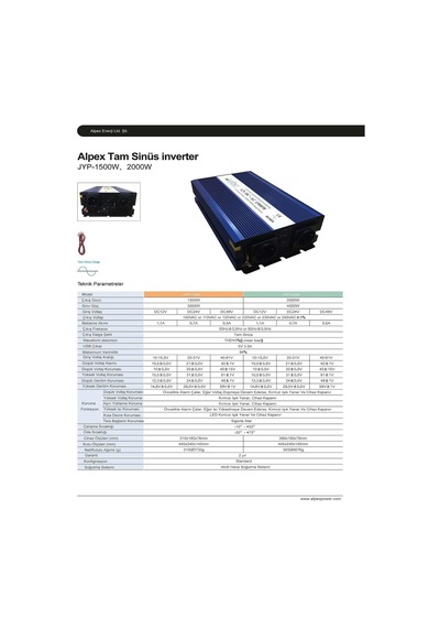 1500 Watt 12 Volt Tam Sinüs İnverter