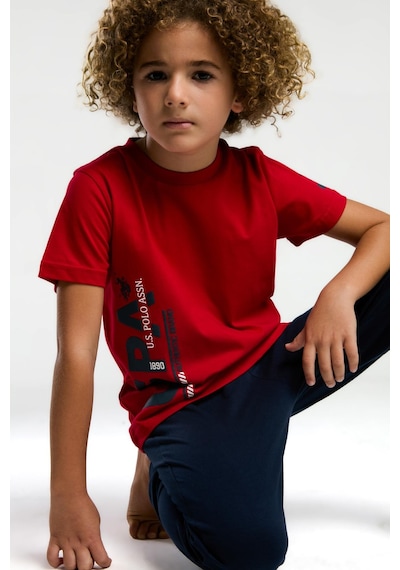U.s. Polo Assn. 2013 Garson Erkek Çocuk Kırmızı Bisiklet Yaka Kısa Kol Manşetli Pijama Takım Kırmızı U.s. Polo Assn. 2013 Garson Erkek Çocuk Kırmızı Bisiklet Yaka Kısa Kol Manşetli Pijama Takım Kırmızı