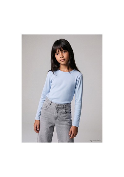 Lc Waikiki Alıta Cıty Farkıyla Lcw Kids Mavi Uzun Kollu Kız Çocuk Tişört Mavi - 930967993 Mavi
