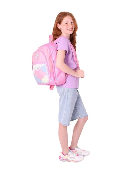 Kaukko Kids Kız Çocuk Pembe - Pullu Bulut Desenli Dört Gözlü Okul Sırt Çantası - L5218 Pembe