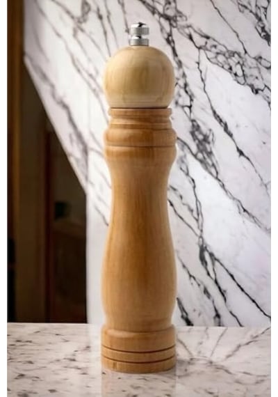 Bambu Gövdeli Komple Ahşap Tuz Karabiber Değirmeni Baharat Öğütücüsü Orta Boy 21 Cm 2 Adet 000 Açık Krem