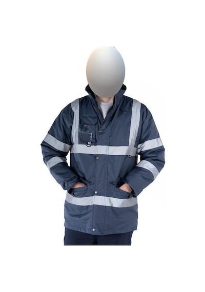 Reflektörlü 300d Oxford İçi Kapitoneli Parka Mont Lacivert Sarı