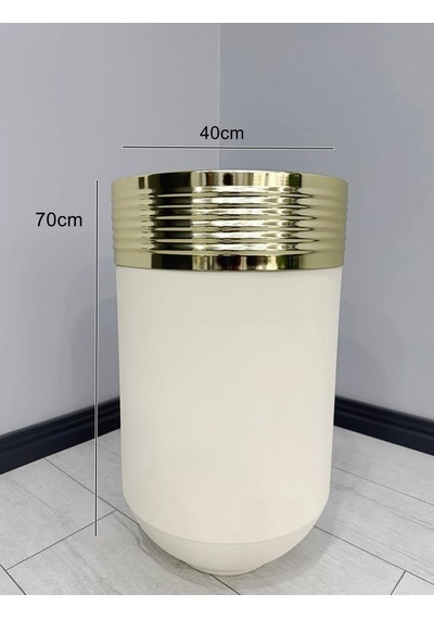 Elegant Dekoratif Gold Darbuka Krem Saksı 70cm