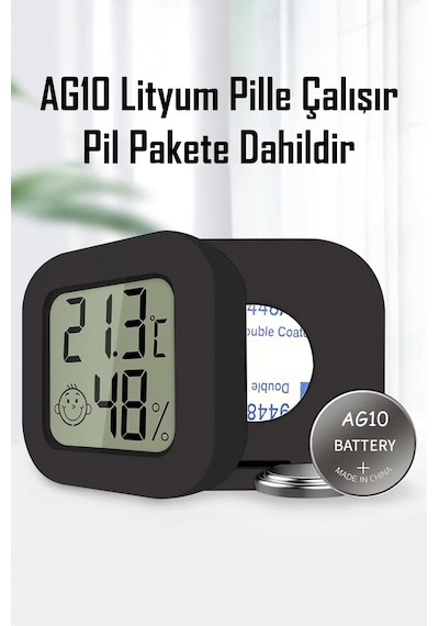 4 Adet Mini Sıcaklık Nem Ölçer Lcd Ekran Oda Termometre Duvara Takılabilen Masaüstü Higrometre Siyah