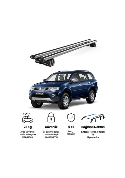 Pençe Mitsubishi Pajero Sport 5d 1996-2008 Uyumlu Gri Ara Atkı Port Bagaj Tavan Barı