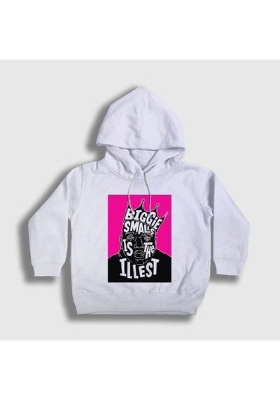 Presmono Unisex Çocuk Biggie The Notorious Bıg Kapüşonlu Sweatshirt Beyaz