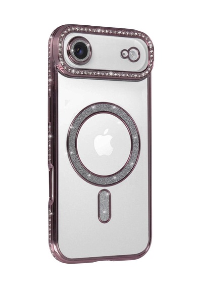 Apple İphone Uyumlu 17 Air Joke Simli Magneticsafe Kılıf - Pembe
