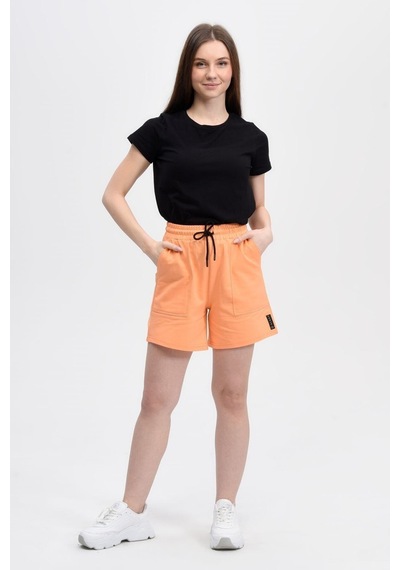 Defys Kadın Beli Lastikli Cepli Etiket Detaylı Regular Fit Şort Oranj - 527882928 Oranj