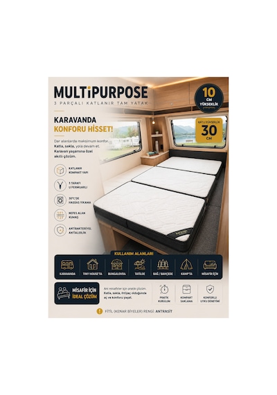 Purpose Tek Kişilik 10 Cm Katlanır Sünger Yatak Yer Ve Misafir Yatağı, Şilte Ve Minder Karavan, Kamp, Çadır Ve Araç İçi 24 Dns Orta Sert Sünger Fermuarlı Çıkarılabilir Kılıf Purpose Tek Kişilik 10 Cm Katlanır Sünger Yatak Yer Ve Misafir Yatağı, Şilte Ve Minder Karavan, Kamp, Çadır Ve Araç İçi 24 Dns Orta Sert Sünger Fermuarlı Çıkarılabilir Kılıf