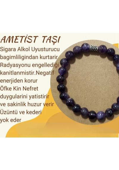 Fy Doğaltaş Ametist Bileklik 8 Mm Mor
